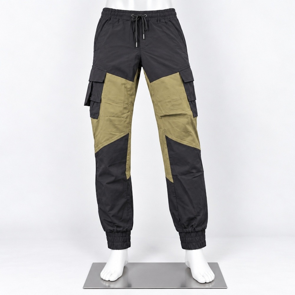 Fashion Nova Men Joggers Mens Size M Black Olive Color Block Cargo Pants RH07203